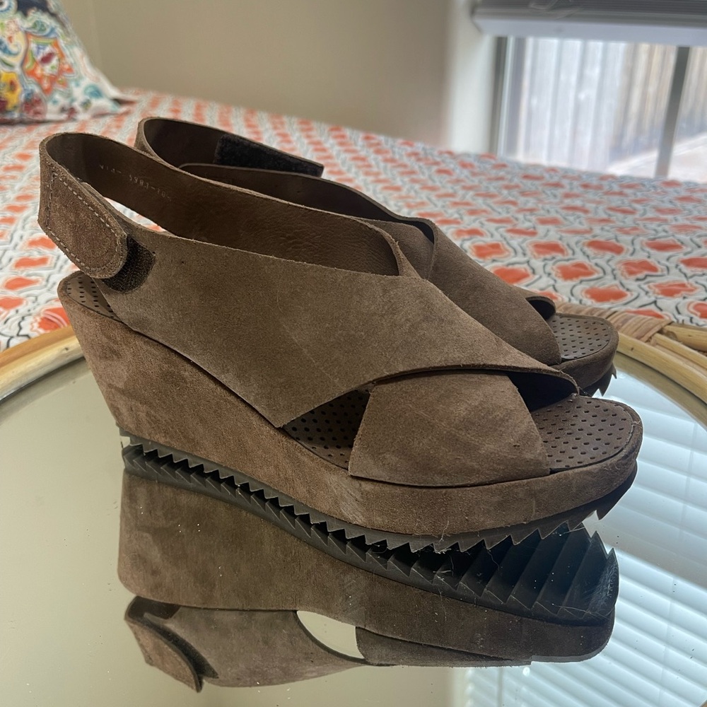Pedro Garcia Tan Wedge Sandals